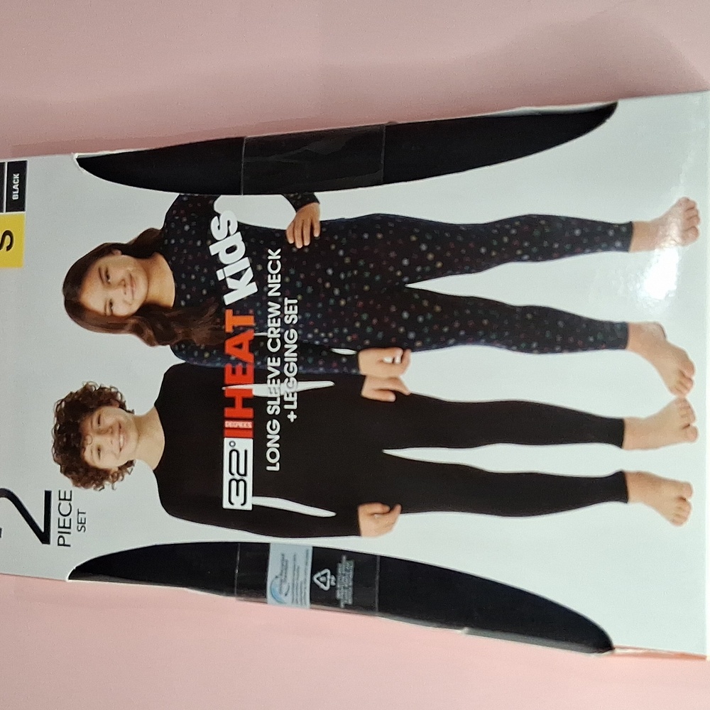 KIDS 32 Degrees HEAT Long Sleeve Crew Neck & Legging Set BLACK SMALL  6/7 Unisex